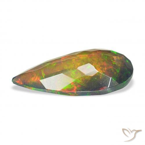 Opala negra Multicolorido Natural 2.45ct, Formato de pêra, Opaco