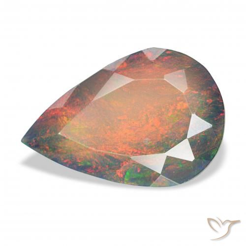 2.89ct Multicolorido Opala negra, Formato de pêra, Opaco
