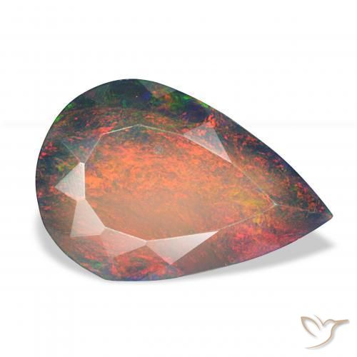 Opala negra Multicolorido Natural 2.89ct, Formato de pêra, Opaco