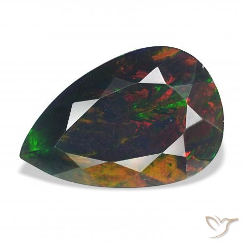 6.18ct Multicolorido Opala negra, Formato de pêra, Opaco
