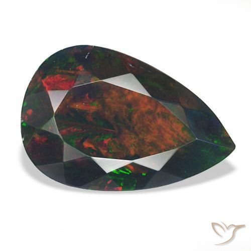 Opala negra Multicolorido Natural 6.18ct, Formato de pêra, Opaco
