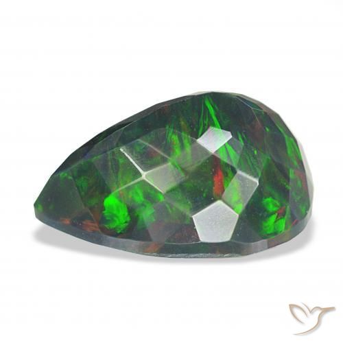 Opala negra Multicolorido Natural 6.18ct, Formato de pêra, Opaco