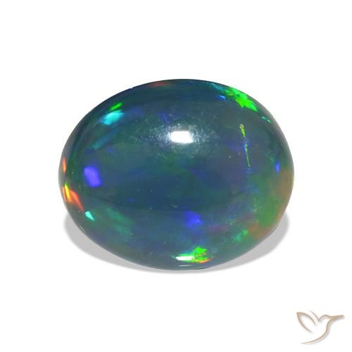 Opala negra Multicolorido Natural 1.23ct, oval, Transparente