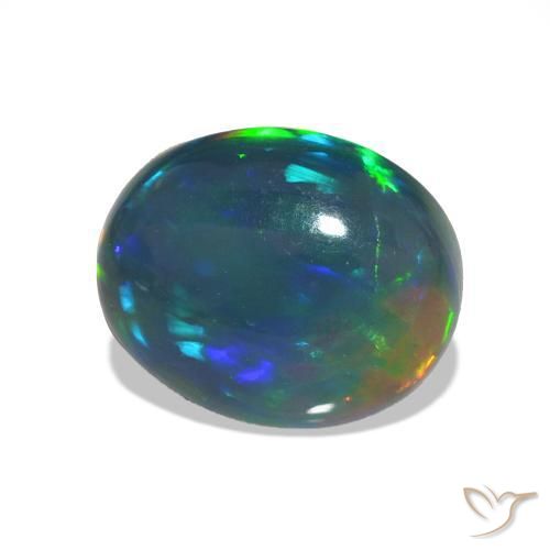 Opala negra Multicolorido Natural 1.23ct, oval, Transparente