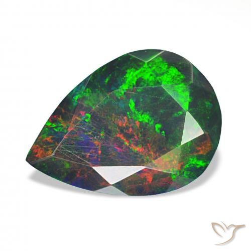 1.40ct Multicolorido Opala negra, Formato de pêra, Opaco