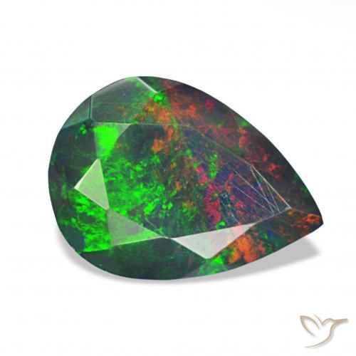 Opala negra Multicolorido Natural 1.40ct, Formato de pêra, Opaco
