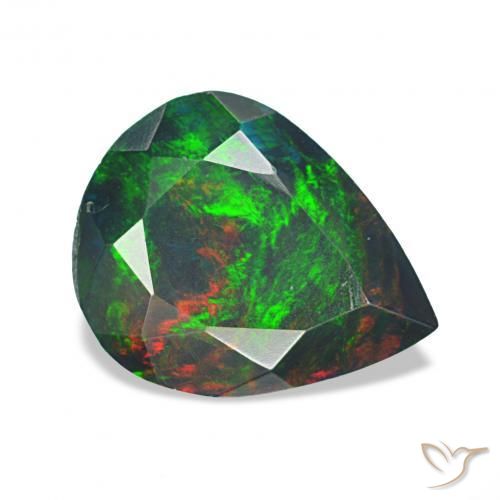 Opala negra Multicolorido Natural 1.13ct, Formato de pêra, Opaco