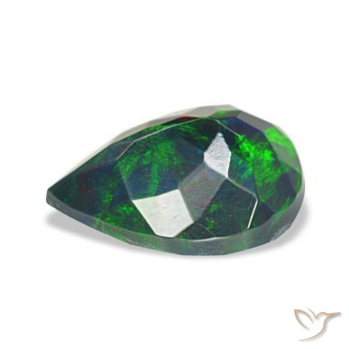 Opala negra Multicolorido Natural 1.13ct, Formato de pêra, Opaco