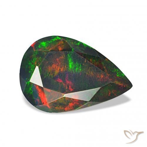 Opala negra Multicolorido Natural 1.16ct, Formato de pêra, Opaco