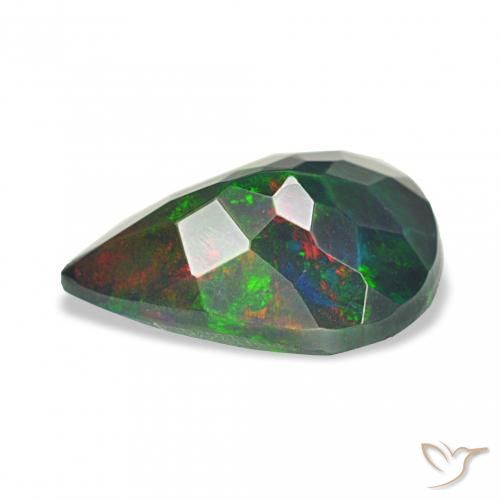 Opala negra Multicolorido Natural 1.16ct, Formato de pêra, Opaco