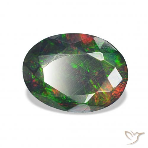 Opala negra Multicolorido Natural 1.60ct, oval, Opaco