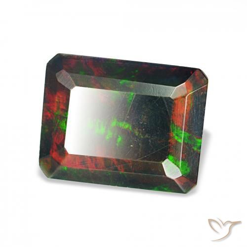 Opala negra Multicolorido Natural 1.12ct, Corte Octógono / Esmeralda, Opaco