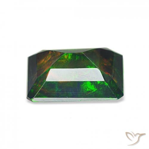 Opala negra Multicolorido Natural 1.12ct, Corte Octógono / Esmeralda, Opaco