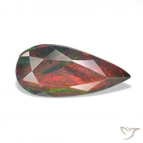 Opala negra Multicolorido Natural 1.24ct, Formato de pêra, Opaco