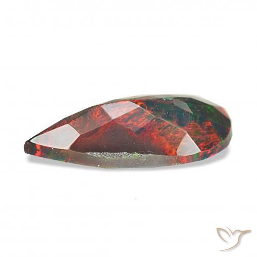 Opala negra Multicolorido Natural 1.24ct, Formato de pêra, Opaco