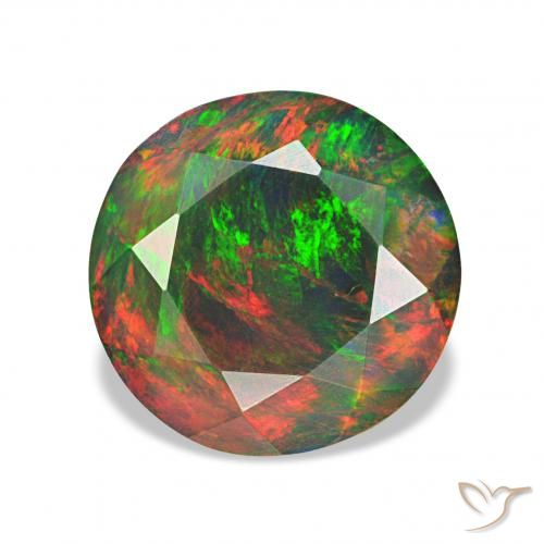1.47ct Multicolorido Opala negra, Redondo, Opaco
