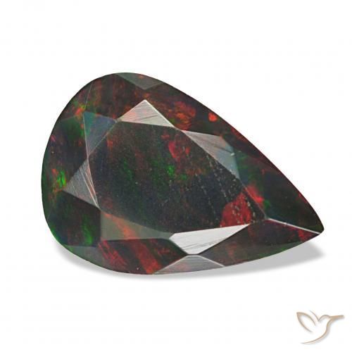1.38ct Multicolorido Opala negra, Formato de pêra, Opaco
