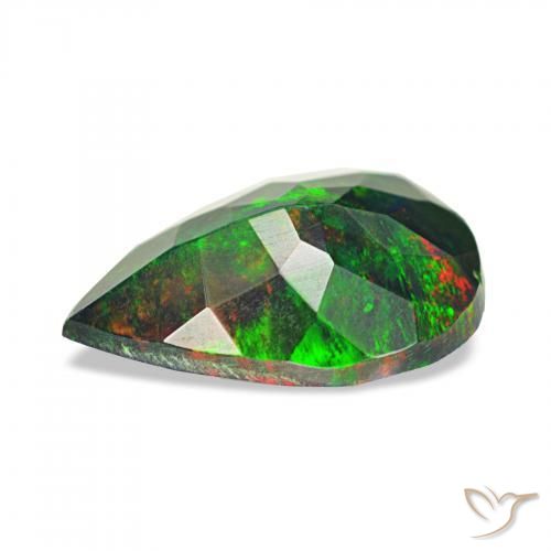 Opala negra Multicolorido Natural 0.83ct, Formato de pêra, Opaco