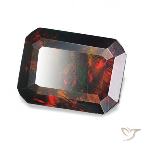 Opala negra Multicolorido Natural 1.24ct, Corte Octógono / Esmeralda, Opaco