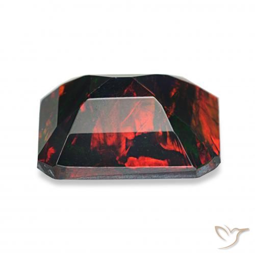 Opala negra Multicolorido Natural 1.24ct, Corte Octógono / Esmeralda, Opaco