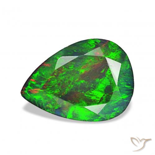 Opala negra Multicolorido Natural 1.23ct, Formato de pêra, Opaco