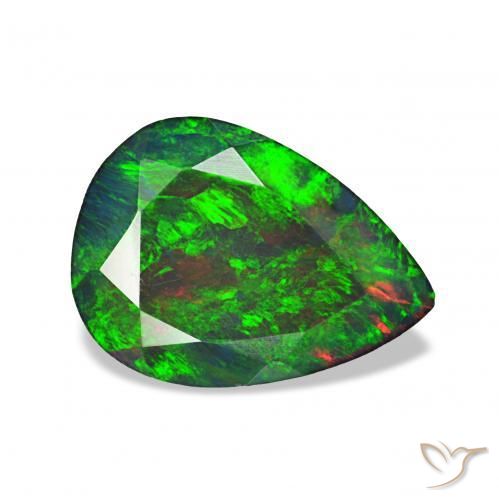 Opala negra Multicolorido Natural 1.23ct, Formato de pêra, Opaco
