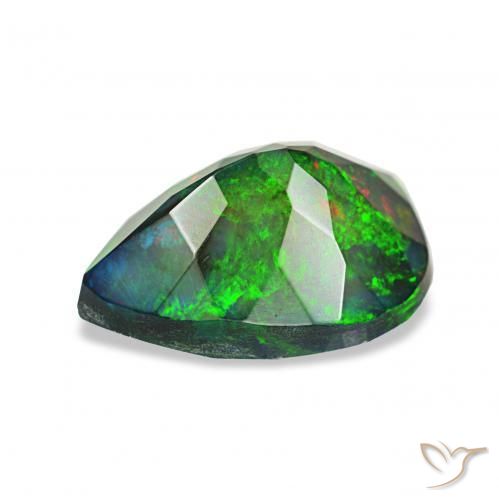 Opala negra Multicolorido Natural 1.23ct, Formato de pêra, Opaco
