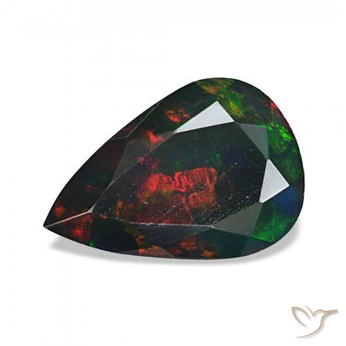 1.41ct Multicolorido Opala negra, Formato de pêra, Opaco