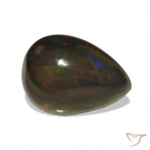 Opala negra Multicolorido Natural 3.97ct, Formato de pêra, Opaco