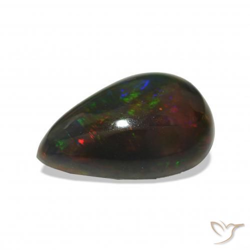 Opala negra Multicolorido Natural 3.97ct, Formato de pêra, Opaco