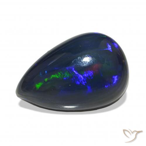 Opala negra Multicolorido Natural 4.88ct, Formato de pêra, Opaco