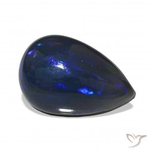 Opala negra Multicolorido Natural 4.88ct, Formato de pêra, Opaco