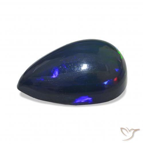 Opala negra Multicolorido Natural 4.88ct, Formato de pêra, Opaco
