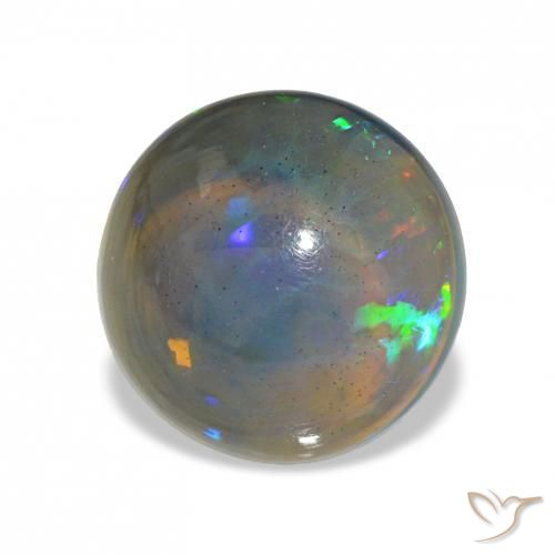 Opala negra Multicolorido Natural 3.18ct, Redondo, Transparente