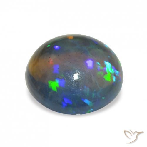 Opala negra Multicolorido Natural 3.18ct, Redondo, Transparente