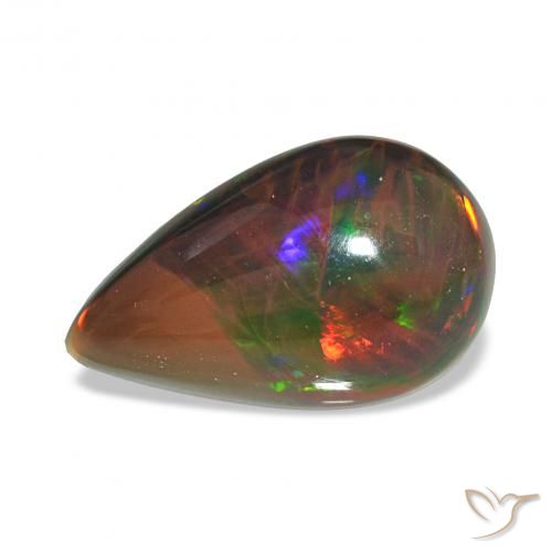 Opala negra Multicolorido Natural 3.95ct, Formato de pêra, Opaco