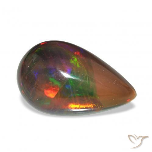 Opala negra Multicolorido Natural 3.95ct, Formato de pêra, Opaco