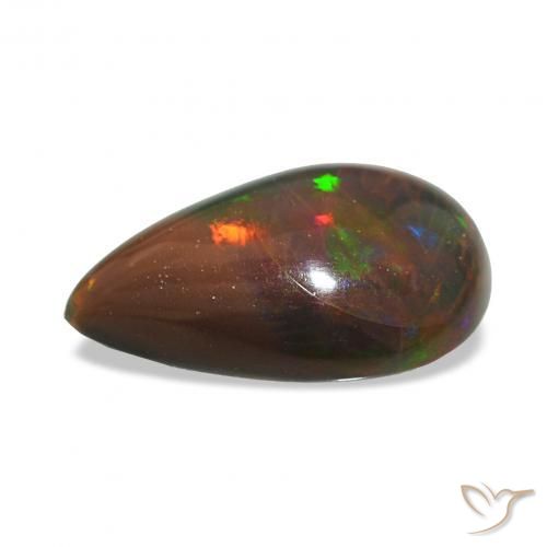 Opala negra Multicolorido Natural 3.95ct, Formato de pêra, Opaco
