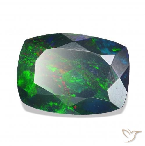 Opala negra Multicolorido Natural 0.96ct, Almofada, Opaco
