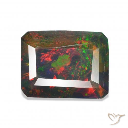 Opala negra Multicolorido Natural 1.45ct, Corte Octógono / Esmeralda, Opaco