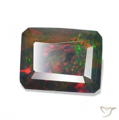Opala negra Multicolorido Natural 1.45ct, Corte Octógono / Esmeralda, Opaco