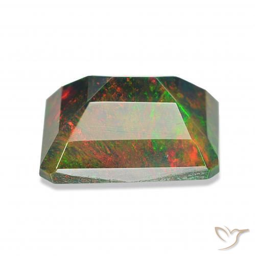 Opala negra Multicolorido Natural 1.45ct, Corte Octógono / Esmeralda, Opaco