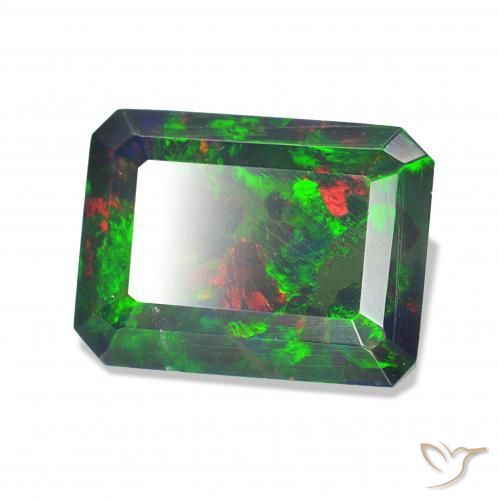Opala negra Multicolorido Natural 1.58ct, Corte Octógono / Esmeralda, Opaco