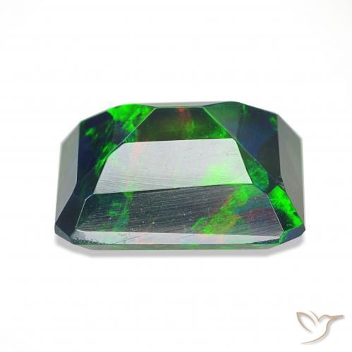 Opala negra Multicolorido Natural 1.58ct, Corte Octógono / Esmeralda, Opaco