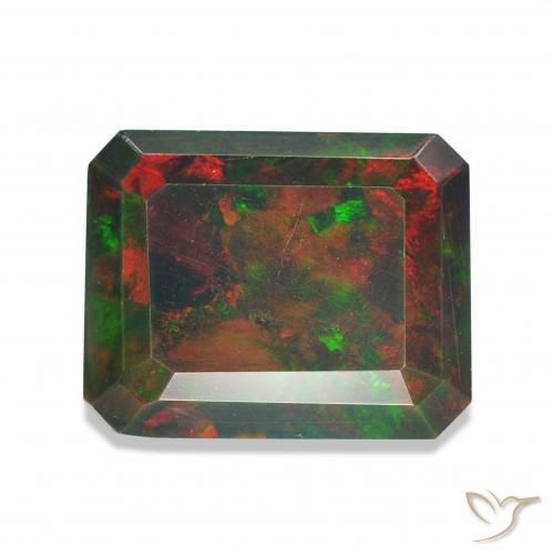 Opala negra Multicolorido Natural 1.59ct, Corte Octógono / Esmeralda, Opaco