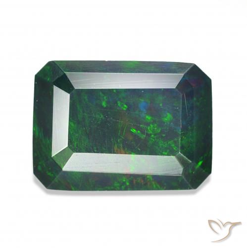 Opala negra Multicolorido Natural 0.97ct, Corte Octógono / Esmeralda, Opaco
