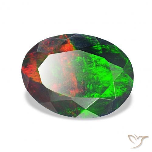 Opala negra Multicolorido Natural 1.07ct, oval, Opaco
