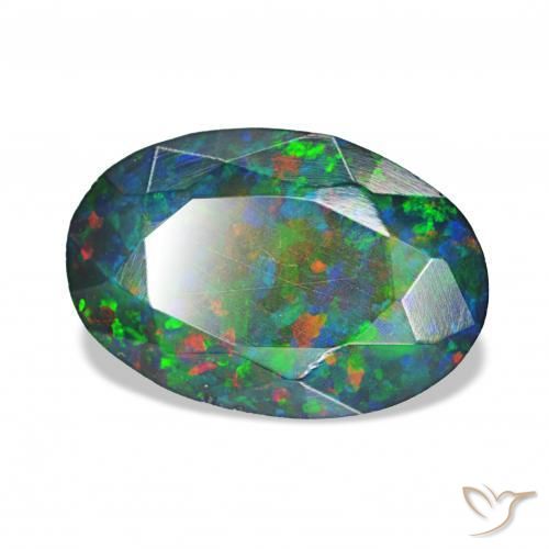 Opala negra Multicolorido Natural 1.92ct, oval, Opaco