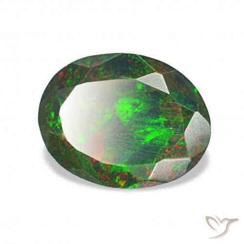 Opala negra Multicolorido Natural 0.83ct, oval, Opaco