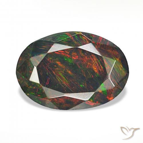 1.40ct Multicolorido Opala negra, oval, Opaco